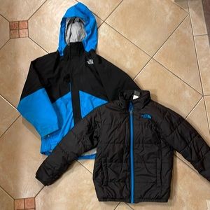 Boys The North Face Tri Climate Ski Jacket with zip out puffer. Sz S (7/8).